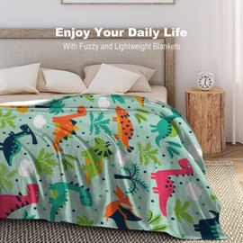Cute Dinosaur Throw Blanket for Toddler Kids Boys Girls Gift, 50x60 Inches Soft Cozy Fleece Dino Blanket Throw for Bed Sofa Couch Dinosaur Birthday Decorations