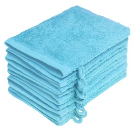 NatureMark Terry Cloth Wash Mitts, Pack of 10, Cotton, 15 x 21 cm, Light Blue, 10