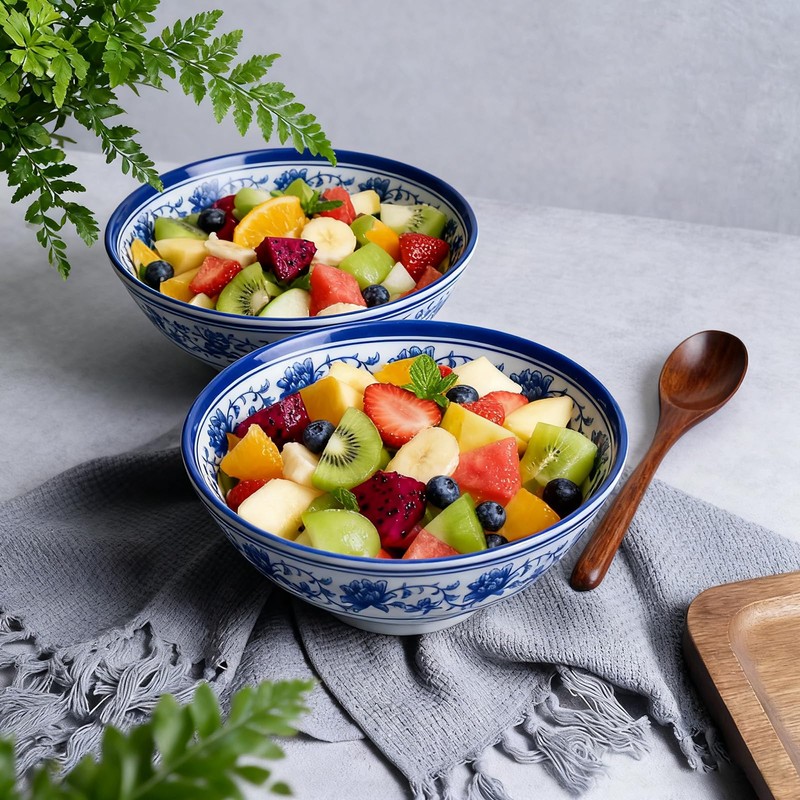Gallipower 8" Faux Ceramic Ramen Bowl Set,2 Sets Asian Pho