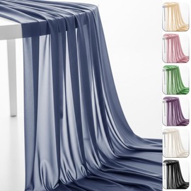 60" Chiffon Fabric by The Yard Pre-Cut Sheer Fabric for Wedding Arch Draping Fabric Party Backdrop Decoration Ceiling Decor (Dusty Blue, 1 Yard)