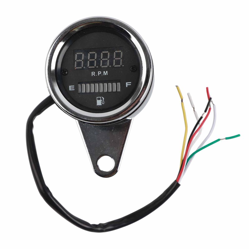 Motorcycle Digital Tachometer Tacho Speedometer Gauge 2 Airguide Cylinder Modified