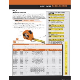 Keson PGT3MV Short Tape Measure with Nylon Coated Steel Blade and Toggle Lock (Graduations: m, cm, mm), 16mm by 3-Meter