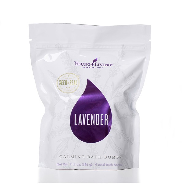 Young Living Lavender Calming Vegan Bath Bombs with Coconut Oil and Sweet Almond Oil - 4 Pack - Coconut and Sweet Almond Oil Pamper your Skin - Gifts for Women