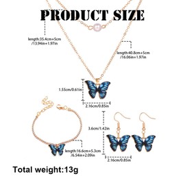FDEETY 3 Pieces Jewellery Set for Women Girls Pendant Pearl Butterfly Necklace Earrings Bracelet Jewellery Set for Christmas Valentine's Day Mother's Day, Stainless Steel, No Gemstone