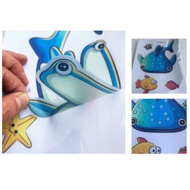 SHULLIN 6 Sheets Non Slip Bath Mat Stickers Bath Stickers Non Slip Bathtub Stickers Non-Slip Sea Animal Bathtub Shower Deco with Scraper for Shower Bathroom Kitchen(24 marine animals)