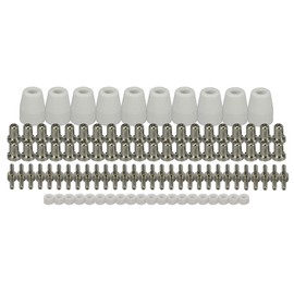 RIVERWELD PT-31 LG-40 JG40 Plasma Cutting Torch Consumables Extended Nickel-plated Tips Nozzle 18866L Electrode 18205L Shroud Shield Ceramic Cup 18204 for Cut 40 50 CT-312 Plasma Cutter 100pcs