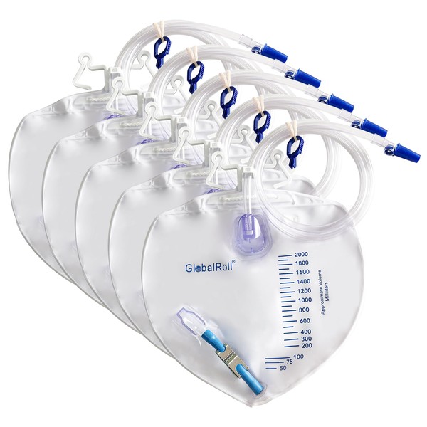 GlobalRoll Urinary Drainage Bag with Anti-Reflux Chamber, Bedside Drainage Bag