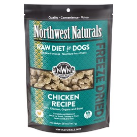 Northwest Naturals Freeze-Dried Chicken Dog Food - Bite-Sized Nuggets - Grain-Free, High-Protein, Raw Diet, Human-Grade Ingredients, All Natural, Healthy & Nutritious, Proudly Made in USA, 25 Oz