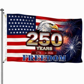 250th Anniversary Flag 1776-2026 with Eagle & FREEDOM – 3x5 Ft Double Sided Patriotic American Flag for Outdoor Yard, Garden, Porch, Home Decor, 4th of July