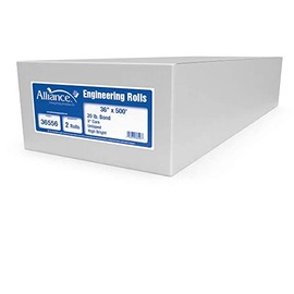 Alliance Wide Format Xerographic Translucent Paper 36" x 500' Rolls Bond Engineering 92 Bright 18lb. 2 Rolls per Carton with 3" Core