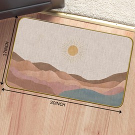 Mingnei Boho Sun Mountain Doormat Door Mat for Home Entrance, Bohemian Abstract Sun Landscape Farmhouse Floor Mats for House Front Indoor Inside Outdoor Outside Entryway Rug 30 x 17 Welcome Mat
