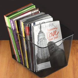 YBM Home Wire Mesh Kitchen Storage Basket Organizer for Organizing Household Pantry and Kitchen Cabinets - Multipurpose Wire Storage Baskets for Home, Dorm Room, Garage, Black