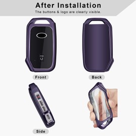 QBUC for KIA Key Fob Cover Case with Keychain for 2019 2020 2021 2022 Kia Ceed Cerato Forte etc (1 OR NO BUTTON ON FRONT SURFACE ONLY) (Purple)