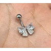 Dragonfly 14 Gage Bow Decor Belly Button Ring Stainless Steel
