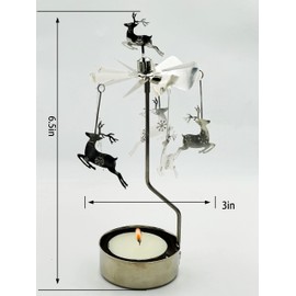HOKHBCW Rotary Candle Holder Spinning Candleholder Metal Small Gift (Christmas Elk)