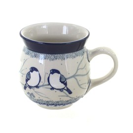 Blue Rose Polish Pottery - Bluebird Bubble Mug - 16 oz - Unique Shape Mug for Coffee & Tea