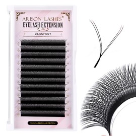 Arison Lashes YY Eyelash Extension y Lashes 0.07mm C Curl Mix Tray 10-13mm Premade Fans Volume Y Shape Faux Mink Matte 12 rows Cluster pre Fanned Soft Eye Lashes