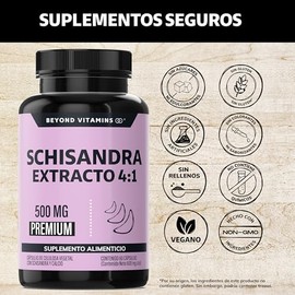 Beyond Vitamins | Schisandra Extracto 4:1 500mg, Cápsulas VCaps veganas, 60 cápsulas