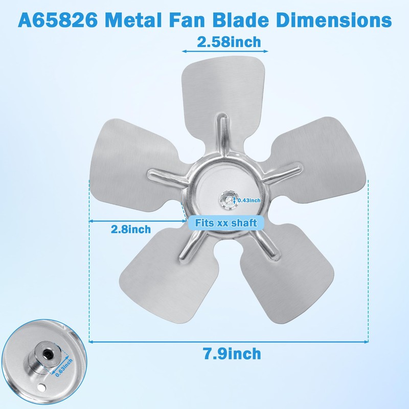 A65826 Metal Fan Blade 8" Diameter 5 Blades 1/4" Bore