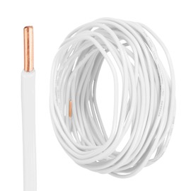 sourcing map 25 Feet Electrical Wire Insulated Solid Copper 12 AWG Hook Up Wire Cable THHN Wire Residential, Industrial, Grounding, Electrical Rated for 600 Volts, UL listed, White