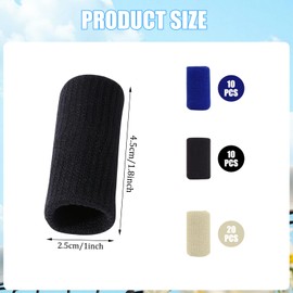 GMHLLES 40 PCS Finger Sleeves Protectors Elasticity Finger Support Breathable Thumb Protector Support Bandage for Basketball Goalie Tennis Baseball (Black, Blue, Skin Color)
