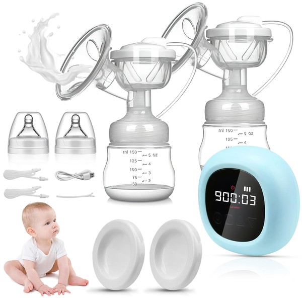 Extractor Leche Materna Manos Libres,Succionador De Leche Portátil,Pantalla LED Grande,Diseño