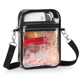 MoKo Clear Bag Stadium Approved for Women, Crossbody Bag Purse Adjustable Strap Shoulder Bags for Concerts Festival Sports Events, Black