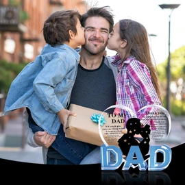 Fathers Day Dad Gifts, Gifts for Dad from Daughter - Best Dad Ever Gifts Father's Day Gifts Acrylic Heart Plaque Dad Gifts Dad Birthday Christmas Gifts for Dad, Valentines Day Gift for Dad Ideas for Father Daddy New Dad Bonus Dad Stepdad