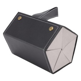 Estuche plegable para anteojos, caja de exhibición para anteojos de sol, estuche organizador para anteojos de sol, múltiples ranuras multifuncionales, estuche para anteojos de viaje de cuero(Negro)
