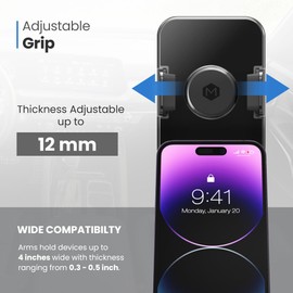 Mighty Mount Car Phone Mount Wireless Charging – Magnetic and Secure Grip, 360° Rotation for Phones 3 to 4 Inches – Easy Installation - One Touch Cradle Mount with Multi-Angle Adjustable Suction Cup