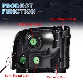 PIT66 LED Headlights, Compatible with 2005-2007 Ford F250 F350 F450 F550 Super Duty/ 2005 Ford Excursion,(Not Fit Sealed Beam Headlight model) Smoky Lens Black Housing Clear Reflector