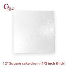 Cakebon Cakebon Cake Boards Square - Sturdy 1/2 Inch Thick Drums - 12 Inch Professionally Wrapped Edges White 6-Pack
