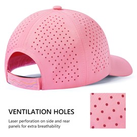 UVSAI UPF 50+ Performance Water Resistant Baseball Cap Lightweight Breathable Hat Golf Running Boat Hiking for Men Women Pink