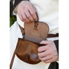 Battle-Merchant Belt Bag Leather Bag with Celtic Decorative Fittings, brown