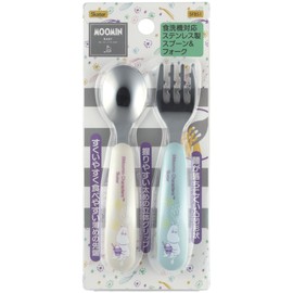 Skater Kids' Stainless Steel Spoon and Fork Set for Baby Food, Moomin Painted, Boys and Girls, SFBS1-A