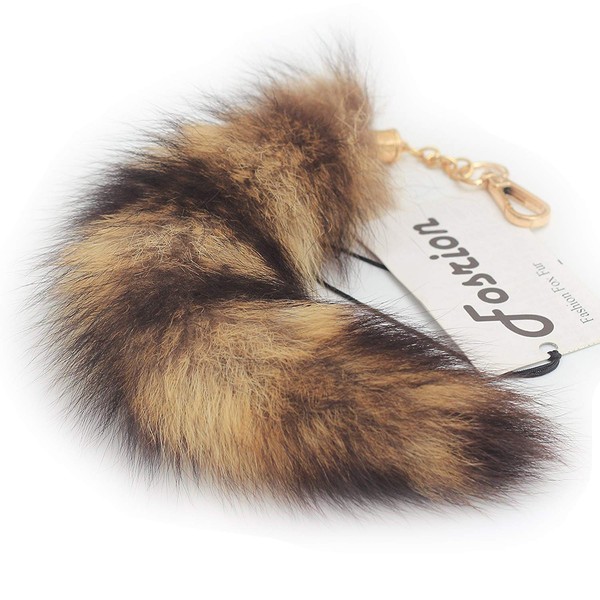 Fosrion Real Fox Tail Fur Keychain Clasp Fashion Charm Cosplay