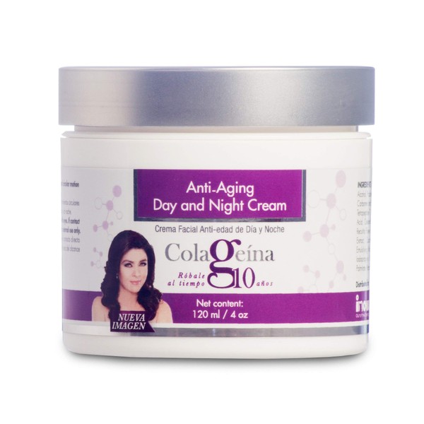 Colageina 10 Anti-Aging Day and Night Cream, Facial Cream, Helps Moisturize and Smooth Your Skin, Enhances Your Beauty, 4 FL Oz, Jar