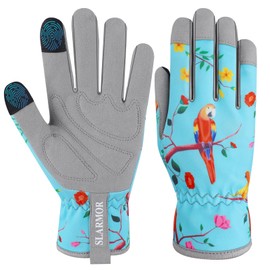 Gardening gloves for women, women's gardening gloves with touch screen, microfibre leather gardening gloves for yard, cleaning, gardening, landscaping, picking, plants