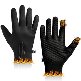 WFX - Guantes de ciclismo con pantalla tctil, trmicos, negros, guantes de invierno, clidos, resistentes al viento, antideslizantes, forro polar,...   