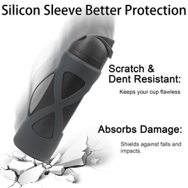 Bigwaves Bottle Bumper Silicone Boot Sleeve Protector with Handle for Owala Freesip Water Bottle 24 Oz, Water Bottle Carrier Grip Accessories for Running Bike, Gym Or Jogging (Black)