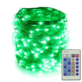 ER CHEN Dimmable LED String Lights,66Ft 200 LEDs Silver Wire Starry String Lights with Remote Control and Adapter for Seasonal Decorative Christmas Holiday, Wedding, Parties(Green)