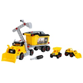 Caterpillar Cat®: Screw Truck 4-in-1 Set - Theo Klein 23 Piece Assembly Construction Toy with Toolbox, Including Digger & Dumper, Kids Pretend Play, Ages 3+
