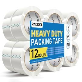 PACKKA PACKKA Clear Packing Tape, 12 Rolls Heavy Duty Shipping Tape Packaging Tape Refills Box Tape for Shipping Mailing Moving Sealing Storage and Packing, 2 inch x 65 Yards Per Roll