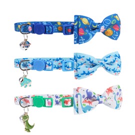 PUPTECK Cat Collar with Bell Breakaway 3 Packs, Kitten Collar with Bowtie for Boy Girl Small Pets, Puppy, Bunny Outfit Costume