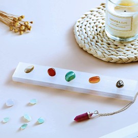 NORTHLANDZ Selenite Crystal Plate Ruler, Charging Station for Crystals and Stones, Best for Healing and Meditation