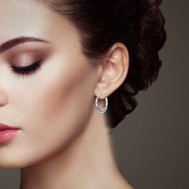 LeCalla 925 Sterling Silver Small Round Antique Balinese Endless Hoop Earrings for Women Teen