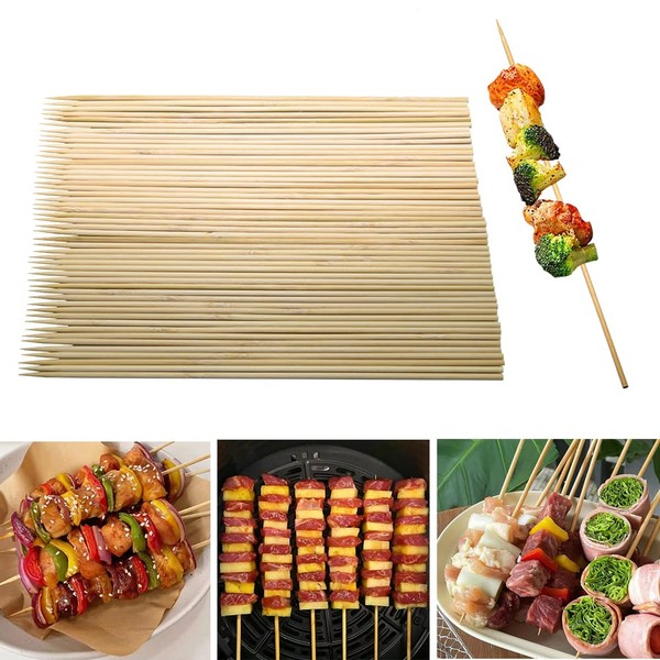 Ram© 300 Pieces Bamboo BBQ Skewers Wooden STICKS For BBQs Party Garden Kebab Chocolate Fountain Skewers 25CM
