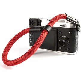 Camera Wrist Strap, Nylon DSLR Camera Hand Rope Adjustable with 304 Steel Ring Carabiner, Round Rope Wear Resistant for Mountaineering (Red)