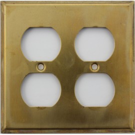 Raw Unfinished Brass 2 Gang Duplex Outlet Wall Plate - 2 Duplex