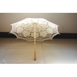 AEAOA Handmade Ivory Lace Parasol Umbrella Wedding Bridal 30 Inch Adult Size